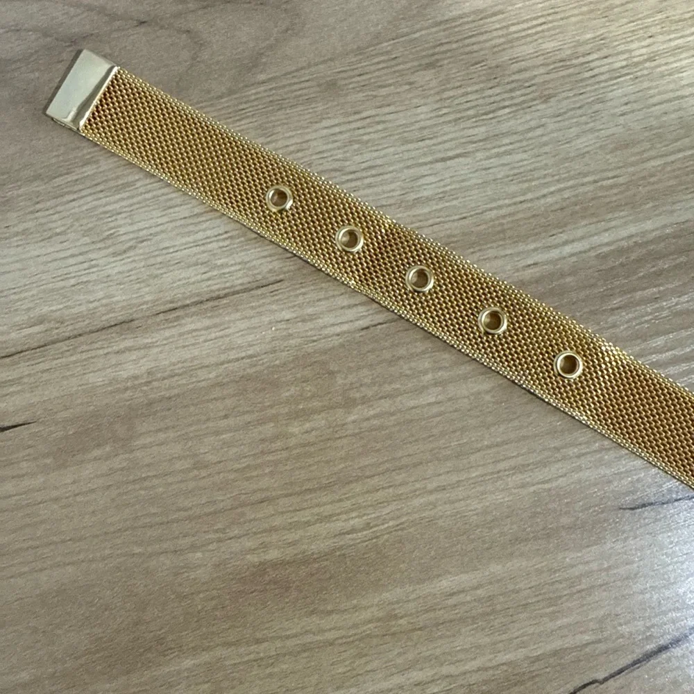 90s Vintage Ann Taylor Gold Mesh Adjustable Belt‎ Size L Large 39” NWT